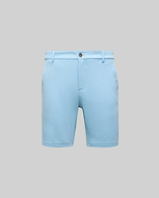 Mens Shiro Twill Short, a refined streetwear piece in sky blue, featuring a classic slim fit, prominent twill fabric texture, dark button closure, and practical belt loops. (4)