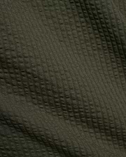 Psycho Bunny Mens Arlen Seersucker Short in dark olive green, featuring a classic seersucker fabric with a distinct puckered, vertically striped texture. (6)