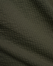 Psycho Bunny Mens Arlen Seersucker Short in dark olive green, featuring a classic seersucker fabric with a distinct puckered, vertically striped texture. (6)