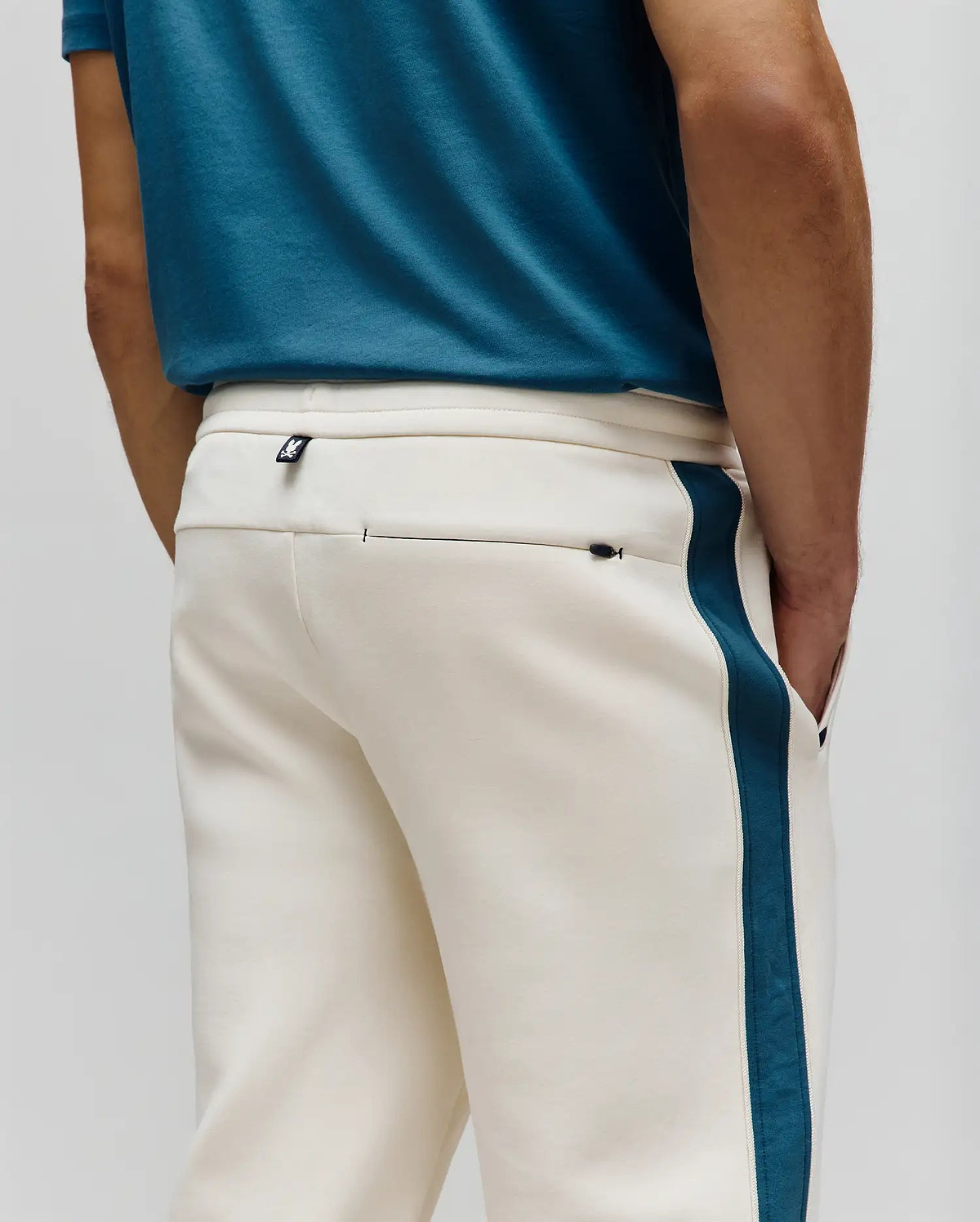 Men's Caspian Contrast Stripe Track Pant in White | Psycho Bunny