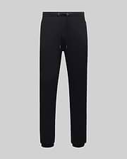 Mens Barry Joggers, black relaxed fit French terry joggers with a drawstring waist, ribbed cuffs, and a small tonal embroidered Psycho Bunny skull logo on the left thigh.