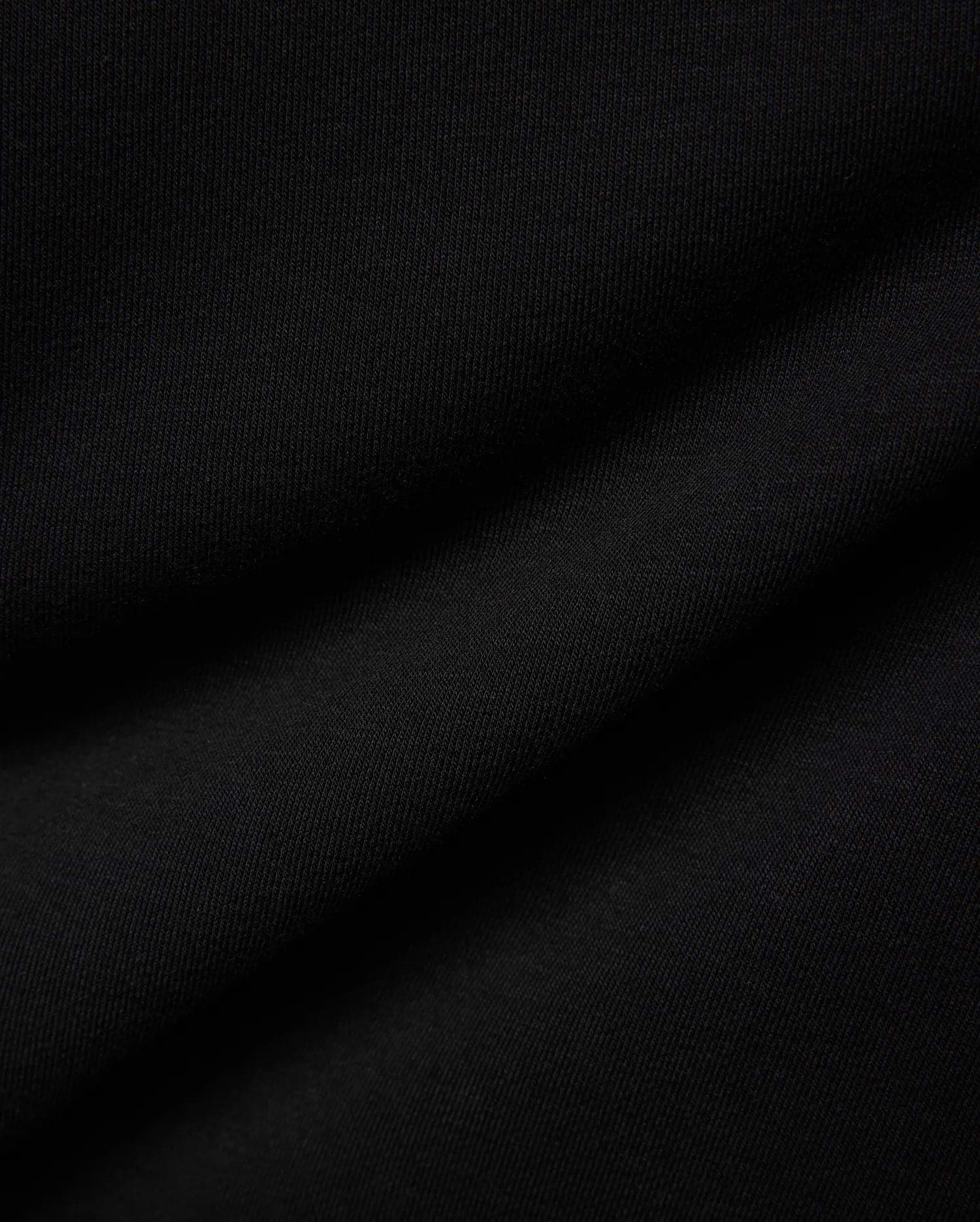 Mens Nathaniel Sweatpant in rich black, showcasing its luxurious, soft French terry knit fabric with a subtle diagonal texture and elegant drape, embodying premium streetwear style.