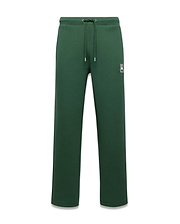 Mens Jaydon Track Pant, forest green, relaxed fit, smooth fabric, with a small white embroidered Psycho Bunny skull logo on the left thigh and a drawstring waist. (5)