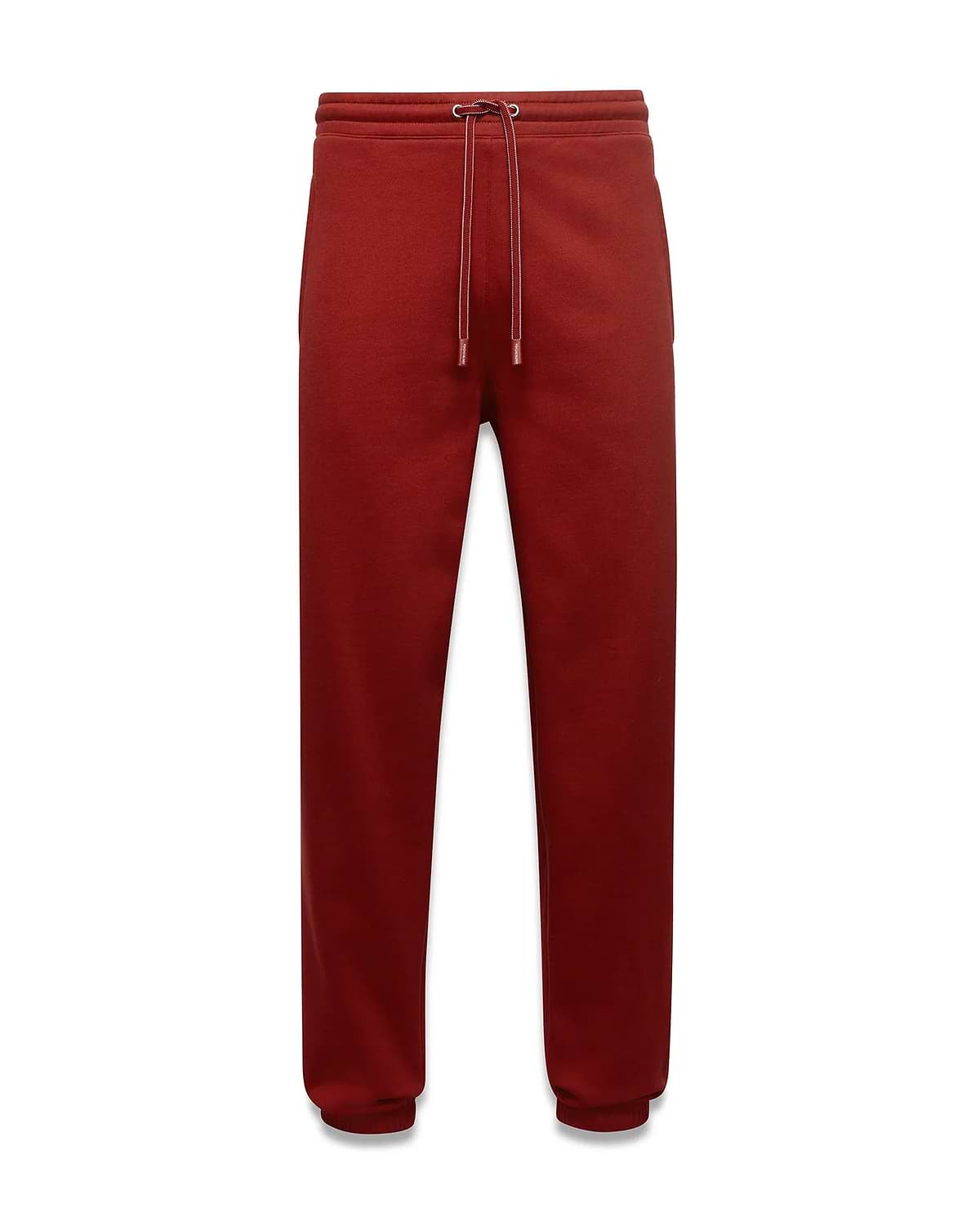 Mens Terrence Brushed Fleece Jogger in rust red, offering a relaxed fit with soft brushed fleece texture, ribbed cuffs, and white Psycho Bunny branded drawstrings. (5)