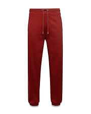 Mens Terrence Brushed Fleece Jogger in rust red, offering a relaxed fit with soft brushed fleece texture, ribbed cuffs, and white Psycho Bunny branded drawstrings. (5)