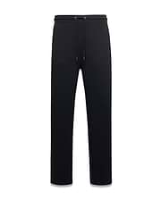 Men's Johan Straight-Leg Sweatpants in black, featuring a relaxed fit, smooth jersey fabric, drawstring waist, and a small tonal embroidered Psycho Bunny skull logo on the left hip. (5)
