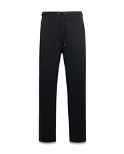 Men's Johan Straight-Leg Sweatpants in black, featuring a relaxed fit, smooth jersey fabric, drawstring waist, and a small tonal embroidered Psycho Bunny skull logo on the left hip. (5)