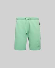 Mens Barry Short, mint green relaxed fit french terry shorts with a drawstring waist, side pockets, and a tonal embroidered Psycho Bunny skull logo on the right thigh.