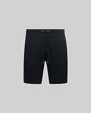 Black Mens Maxton Waffle Sweatshort with a relaxed fit, featuring a textured waffle knit fabric and an adjustable drawstring waist with metal eyelets.