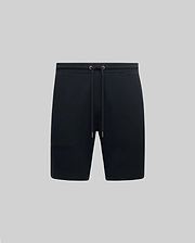 Black Mens Maxton Waffle Sweatshort with a relaxed fit, featuring a textured waffle knit fabric and an adjustable drawstring waist with metal eyelets.