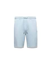 Mens Marc Textured Short, light blue with a classic fit and all-over pique texture, features a drawstring waist with dark tips and a small, embroidered Psycho Bunny skull logo on the right leg.
