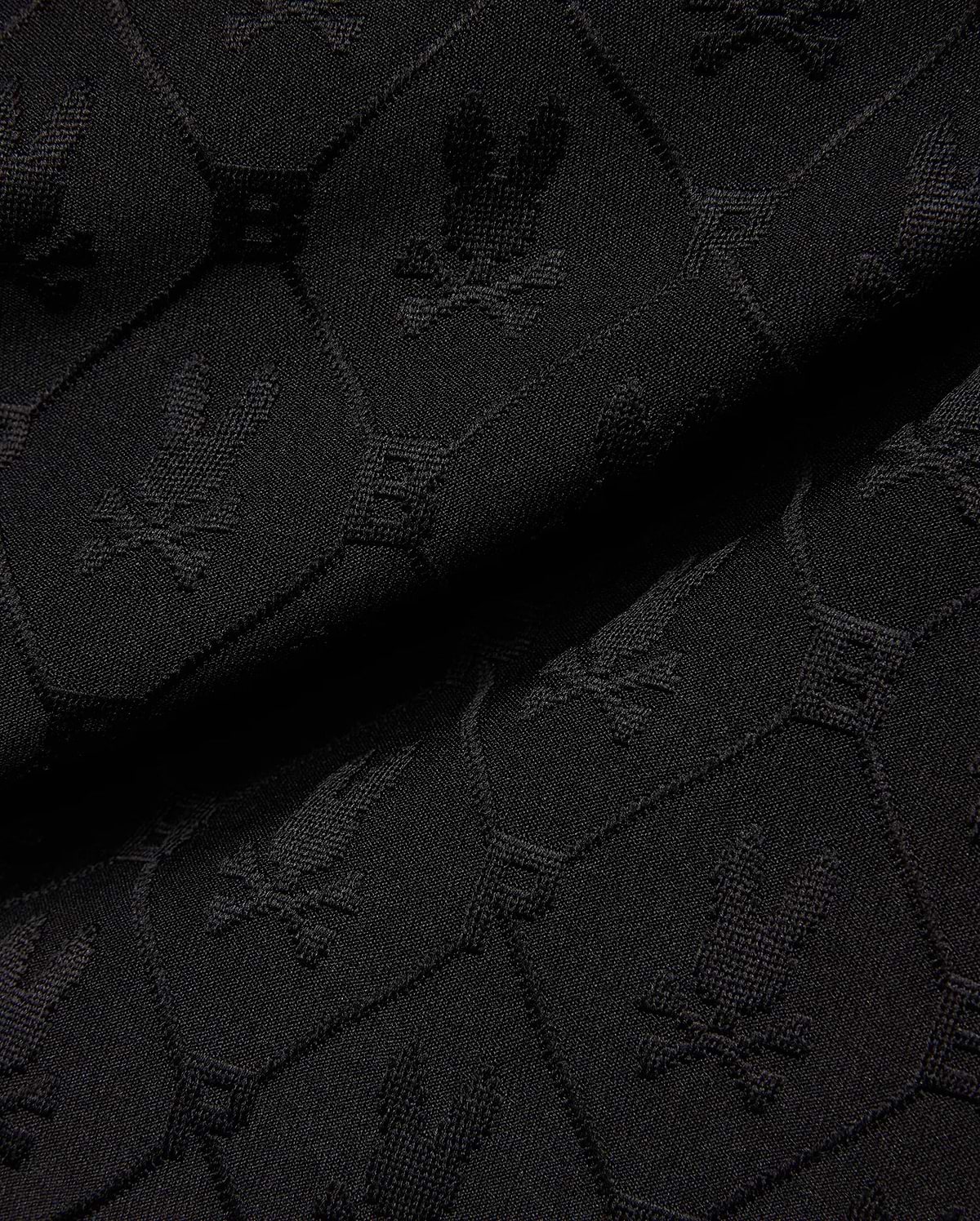 Mens Garry Jacquard Sweatshort in black, featuring a tonal all-over jacquard knit pattern of the iconic Psycho Bunny skull logo and PB initials. (6)