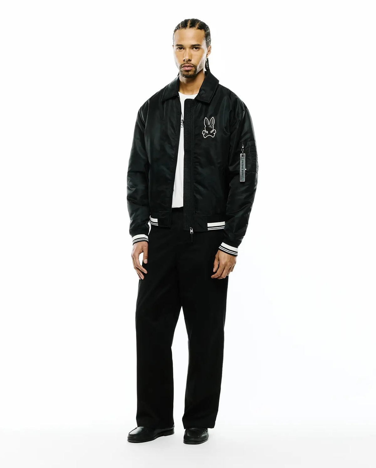 Men's Nathaniel Satin Coach Jacket in Black | Psycho Bunny