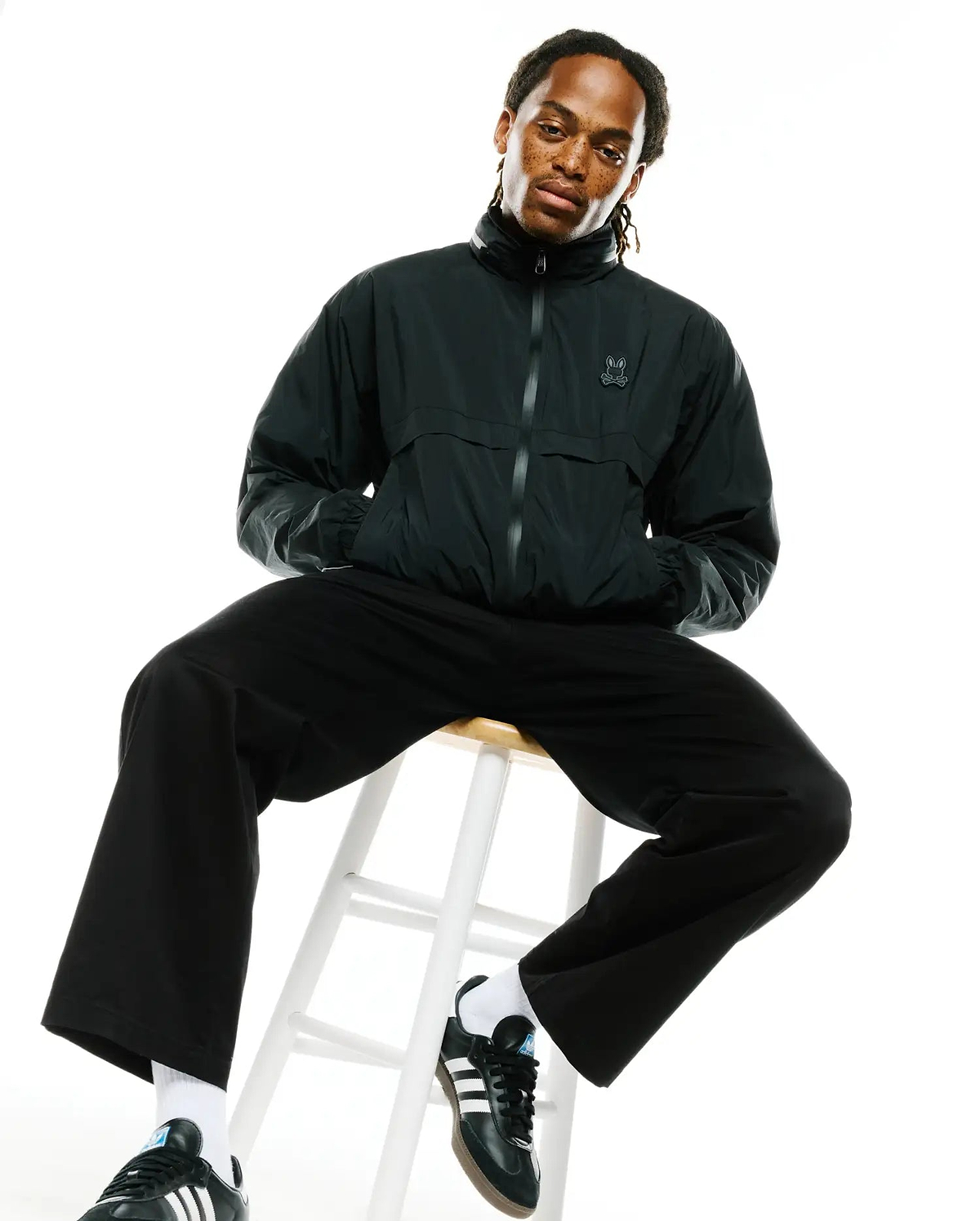 Men's Javier Nylon Windbreaker in Black | Psycho Bunny