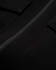 Men's Wayde Twill Overshirt, a premium black twill overshirt with a relaxed fit, featuring a prominent black zipper and a subtle flap pocket detail. (6)