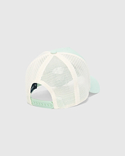 Mens Adamo Trucker Cap featuring a mint green front and brim, breathable cream mesh back panels, and an adjustable mint green snapback closure for a classic fit. (5)