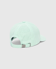 Mens Blaze Sport Cap in light mint green, featuring perforated side and back panels for breathability, a smooth front, and an adjustable strap with a silver-tone metal buckle embossed with the Psycho Bunny skull logo. (4)