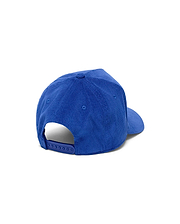 Mens Finnley Bunny Corduroy Trucker Cap, a vibrant royal blue cap with a distinct wide-wale corduroy texture and an adjustable blue snapback closure at the back.