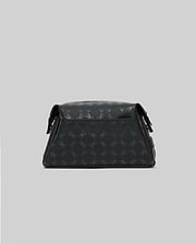 Mens All Over Bunny Toiletry Kit, a sleek black bag featuring a subtle all-over embossed Psycho Bunny skull logo pattern, crafted with a smooth, structured finish.