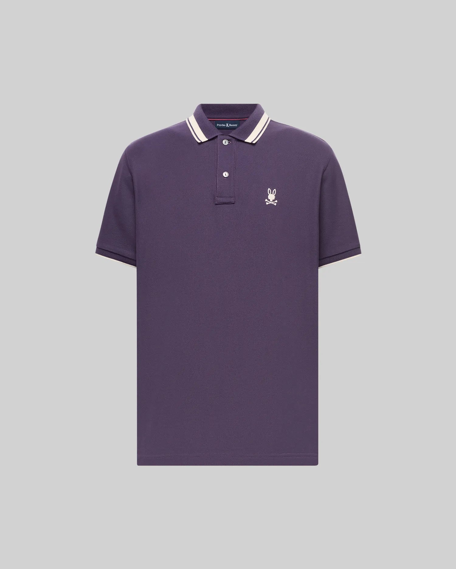 Men's Indigo Textured Collar Pique Polo in Purple | Psycho Bunny