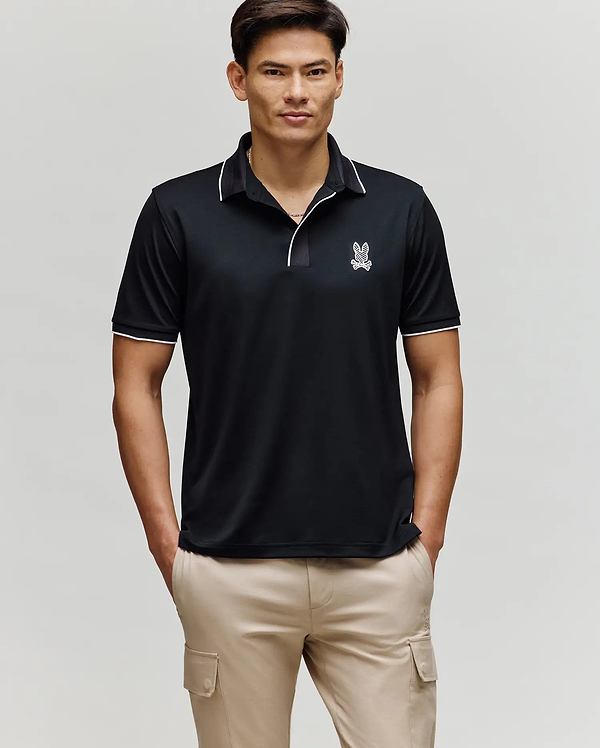 メンズウェア CLUBHAUS Buhloone Mindstate Polo - Black Men's Jayden Sport Polo Shirt in Black | Psycho Bunny