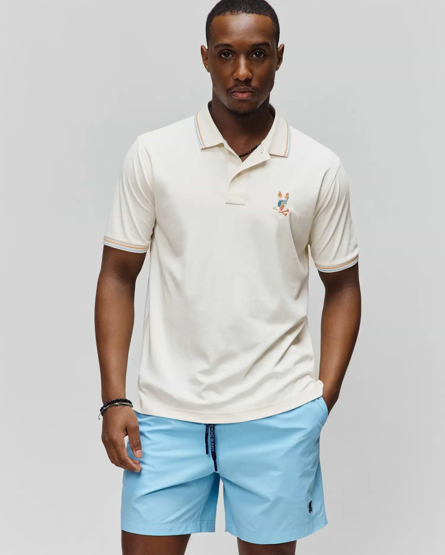 Men's Ara Performance Pique Polo in Off-White | Psycho Bunny