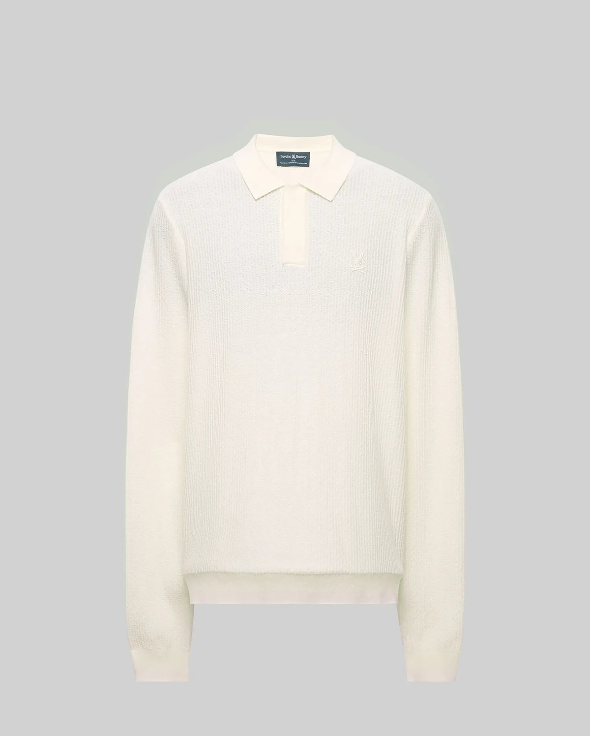 Men's Roman Long Sleeve Knit Polo in Beige | Psycho Bunny