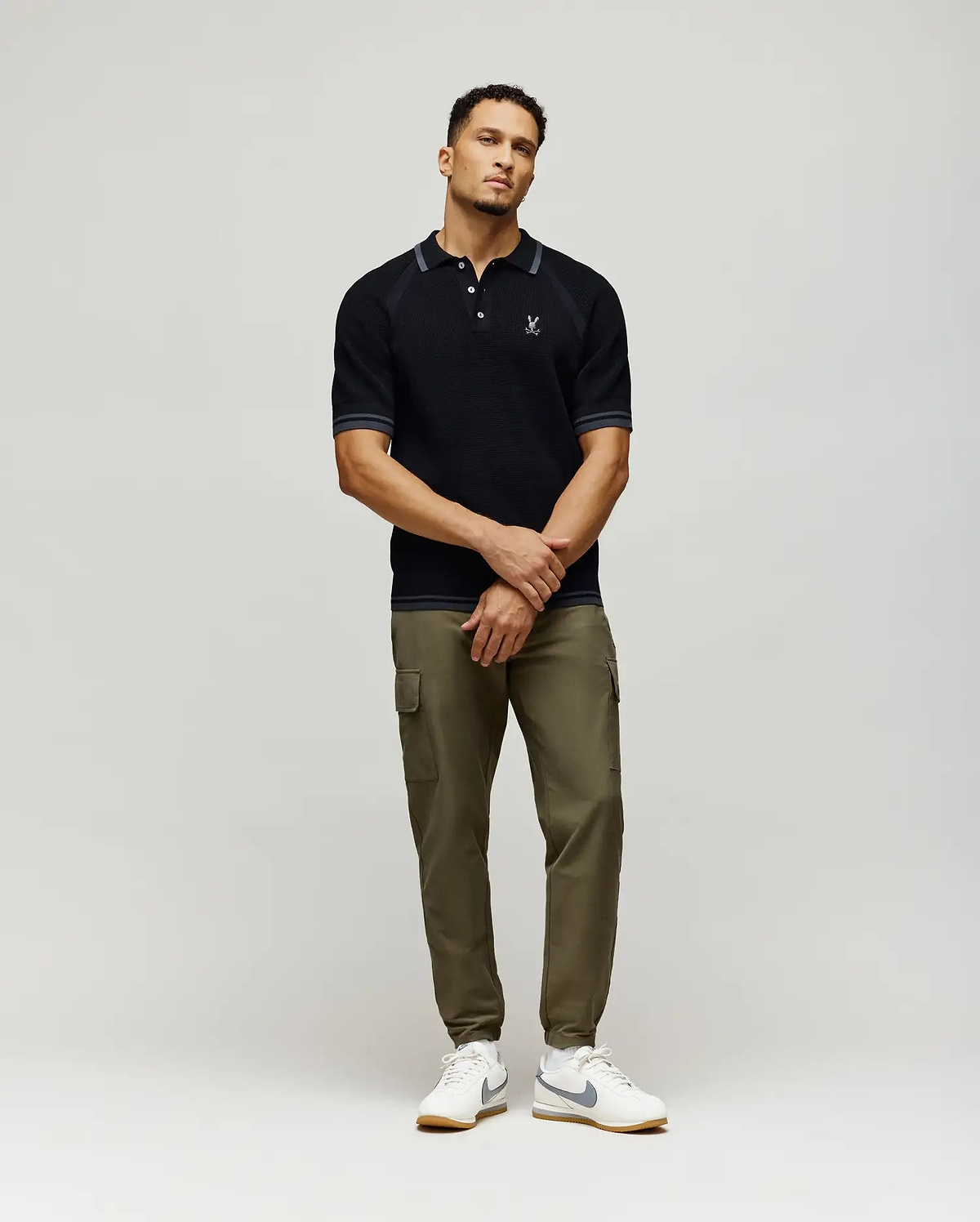 ロージーモンスター　mesh puff polo shirt 　ブラック ロージーモンスター mesh puff polo shirt ブラック ロージー