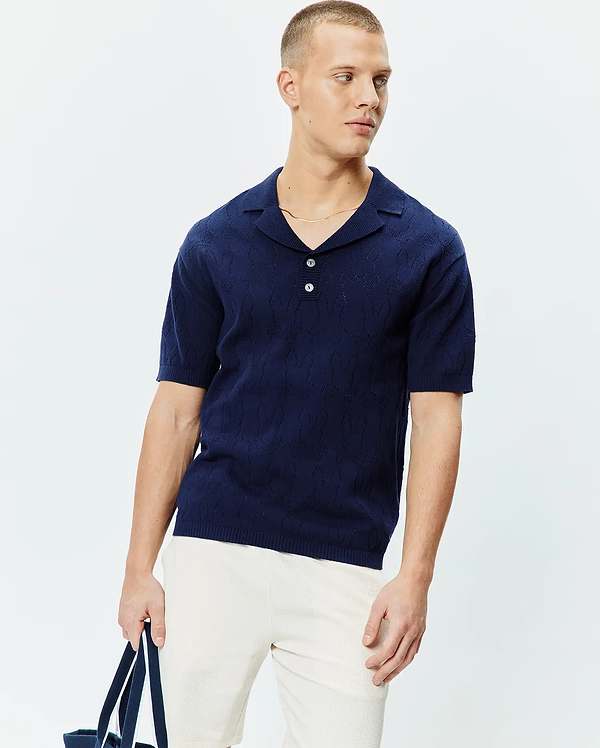 MENS HAROLD POINTELLE ALL OVER BUNNY KNIT POLO view 1