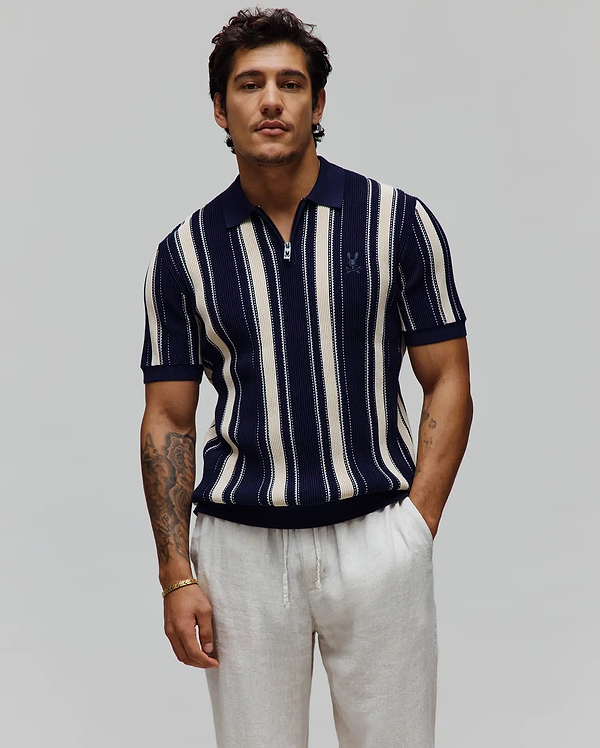 MENS CLIFF KNIT ZIP POLO view 1