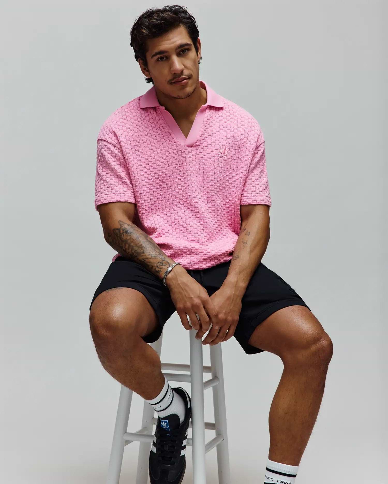 SLAP 激レアCotton Polo Shirt M Men's Garen Oversized Knit Polo in Pink | Psycho Bunny