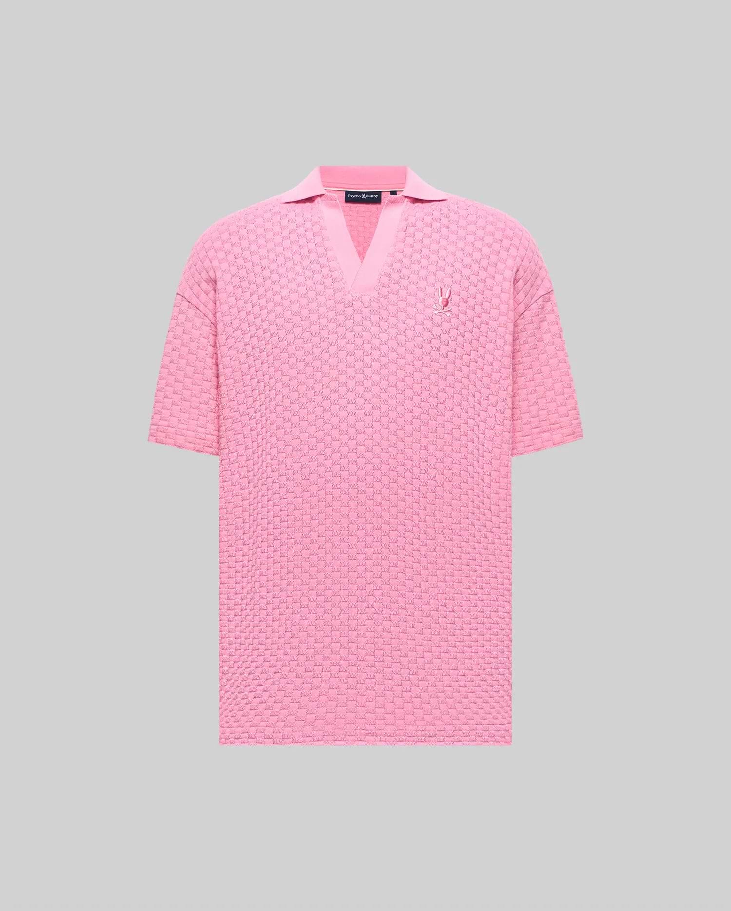 Men's Garen Oversized Knit Polo in Pink | Psycho Bunny
