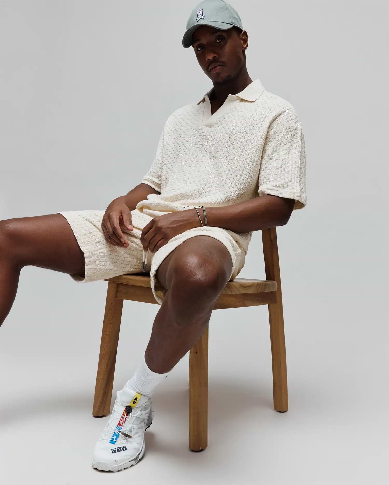 Men's Garen Oversized Knit Polo in Cream | Psycho Bunny