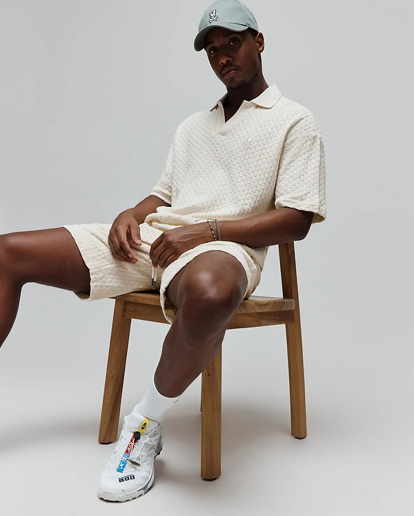 Men's Garen Oversized Knit Polo in Cream | Psycho Bunny