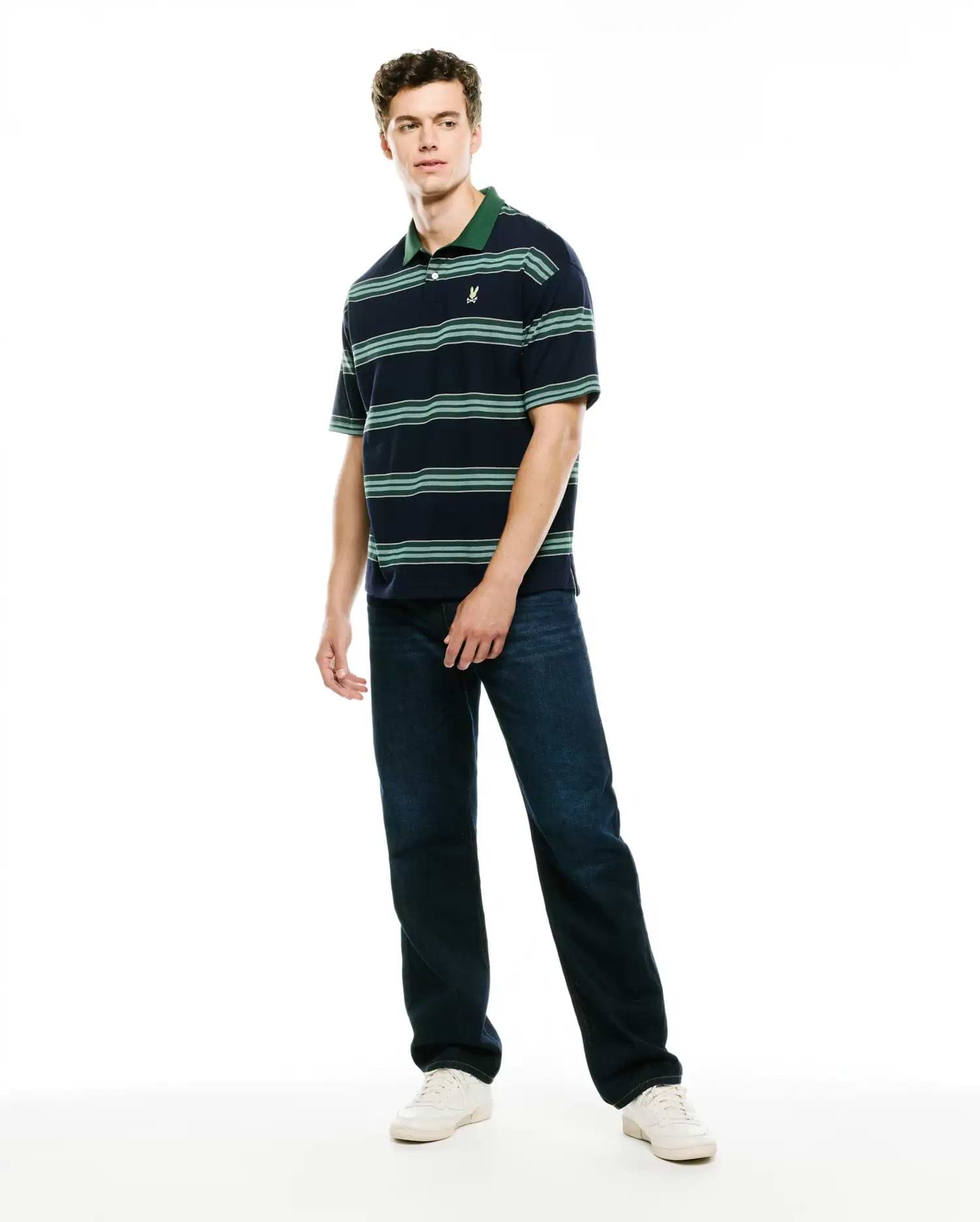 MEN'S DREW STRIPED PIQUE POLO view 5