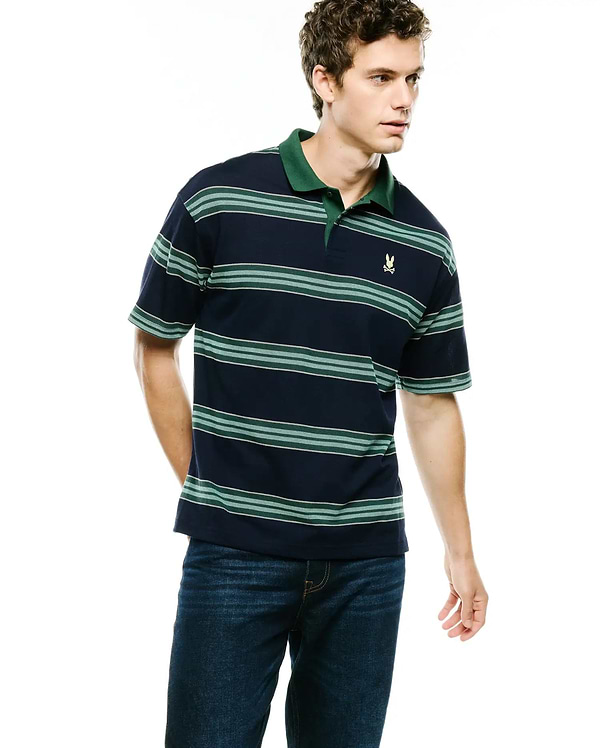 MEN'S DREW STRIPED PIQUE POLO view 1