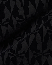 Men's Angus Flocked Polo featuring a tonal black flocked Psycho Bunny skull and crossbones and diamond pattern on a black pique knit fabric. (6)