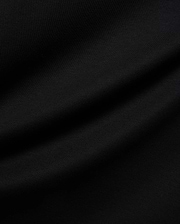 Mens Nasser Interlock Johnny Collar Polo in classic black, featuring smooth interlock fabric and the signature embroidered Psycho Bunny skull logo on the left chest.