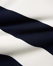 Mens Keven Ls Relaxed Fit Polo crafted from premium pique knit fabric, showcasing wide, crisp navy blue and white horizontal stripes with a distinct, refined texture. (8)