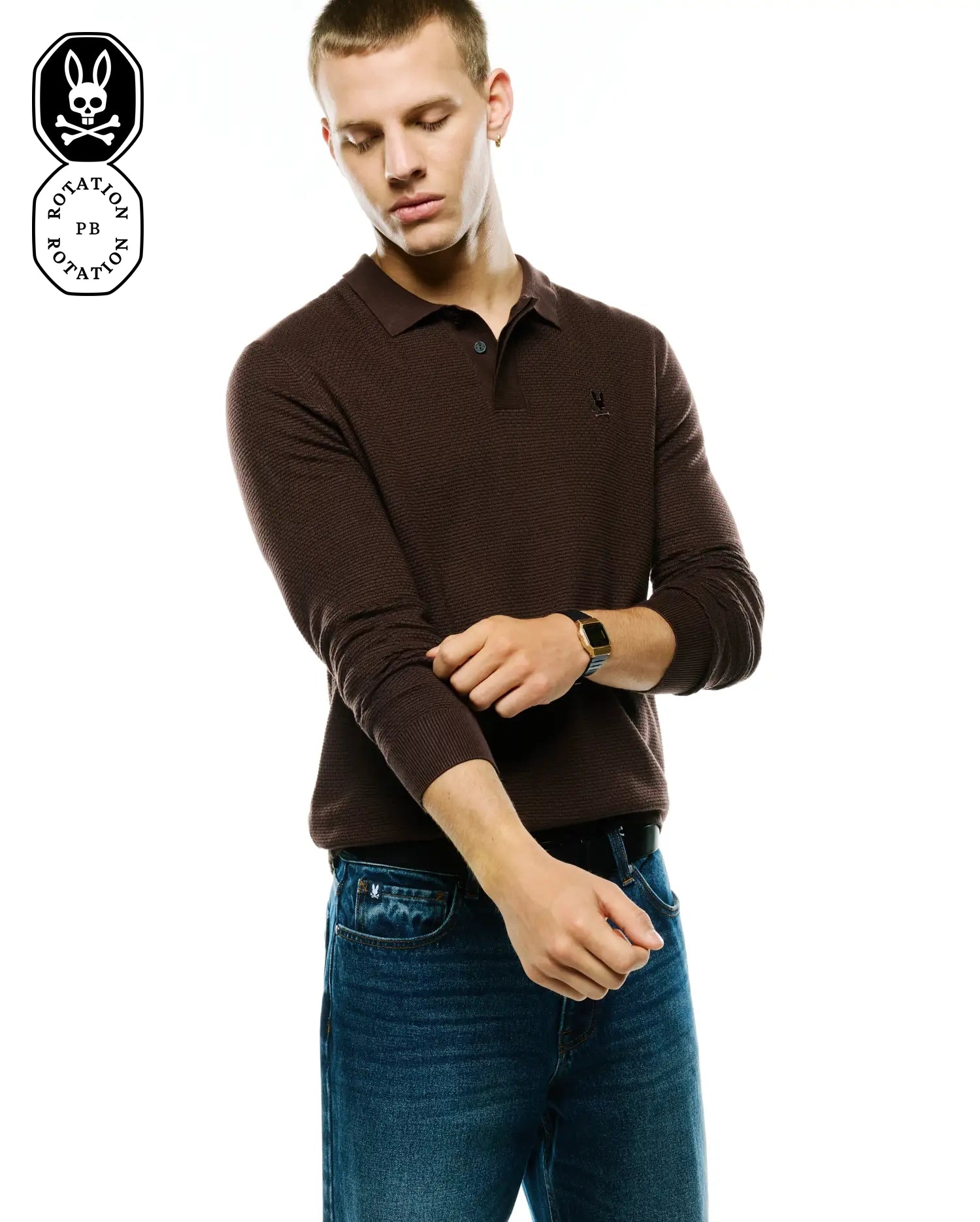 MEN'S LEROY LONGSLEEVE KNIT POLO view 1