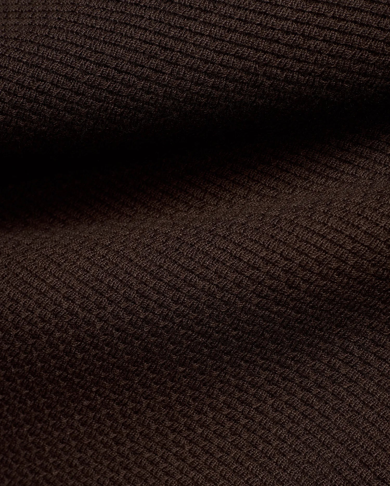 Men's Leroy Longsleeve Knit Polo in rich dark brown, featuring a premium fine knit fabric with a subtle, refined diagonal ribbed texture, characteristic of Psycho Bunny's quality. (6)