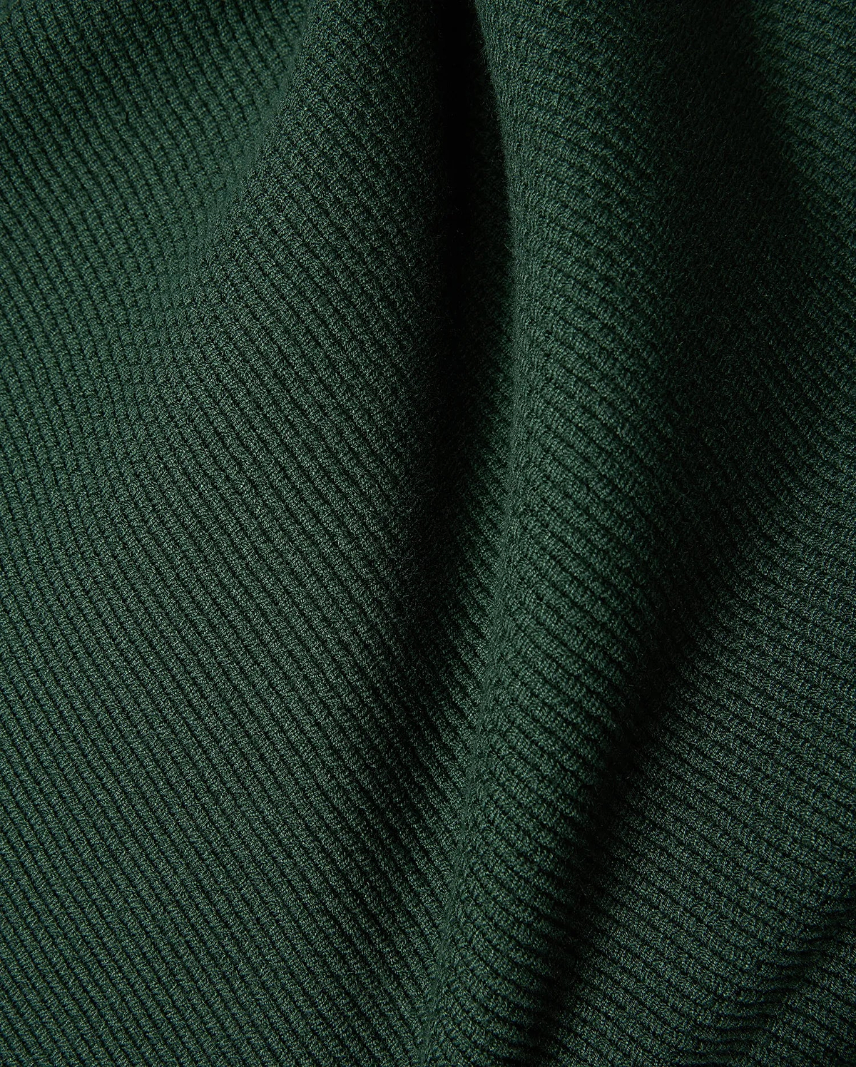 Mens Leroy Long Sleeve Knit Polo in dark green, featuring a prominent ribbed knit texture with subtle fabric folds. (6)