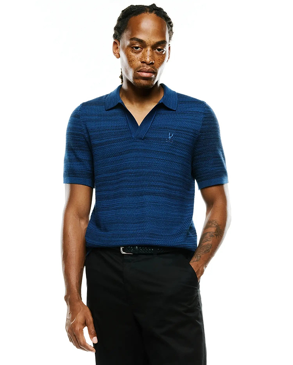 MENS DEVON BRAIDED STITCH KNIT POLO view 1