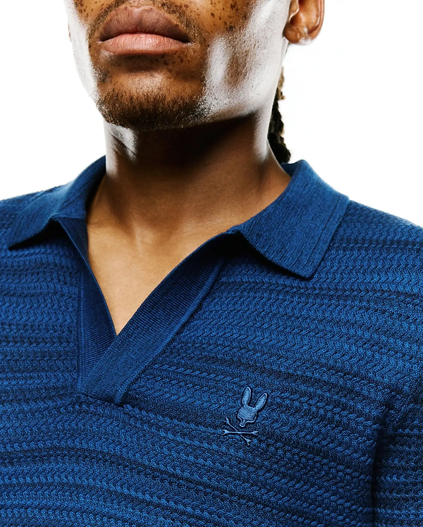 MENS DEVON BRAIDED STITCH KNIT POLO view 2