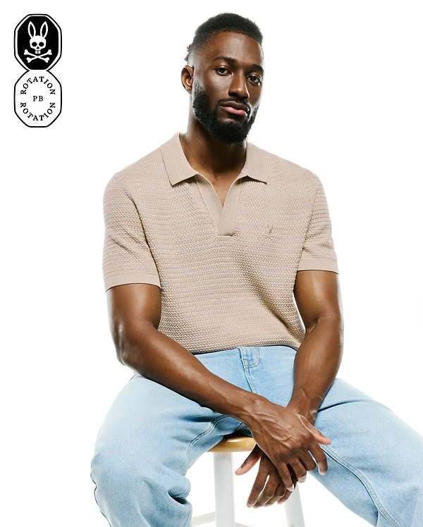 MEN'S DEVON BRAIDED KNIT POLO view 1