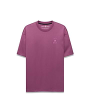 Mens Oscar Relaxed Fit Tee in plum, a smooth jersey knit with a small, tonal embroidered Psycho Bunny skull logo on the left chest.