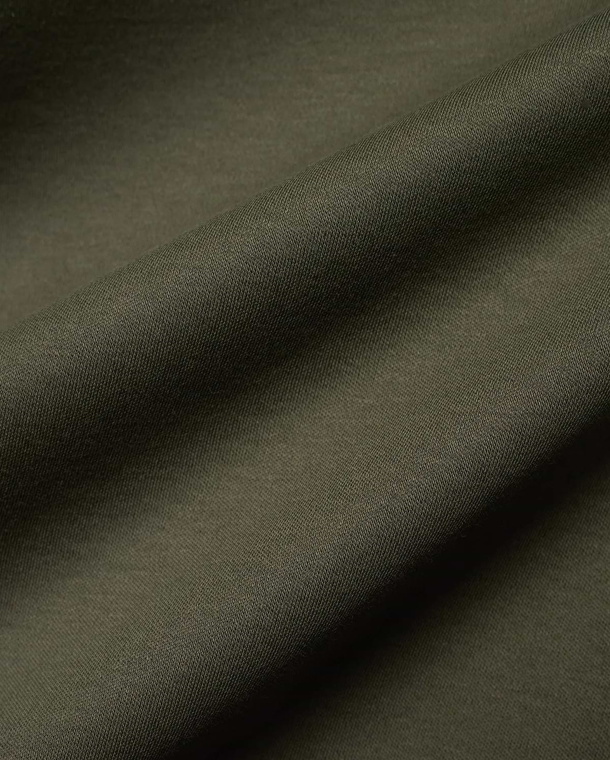 Mens Oscar Relaxed Fit Tee in deep, earthy olive green, showcasing a finely woven, subtly textured pique knit fabric, ideal for premium streetwear comfort.