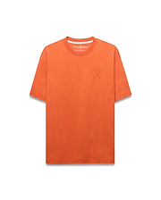Men's Oscar Oversized Tee in vibrant orange, crafted from soft jersey knit with an oversized fit, featuring a small, tonal embroidered Psycho Bunny skull logo on the left chest. (5)