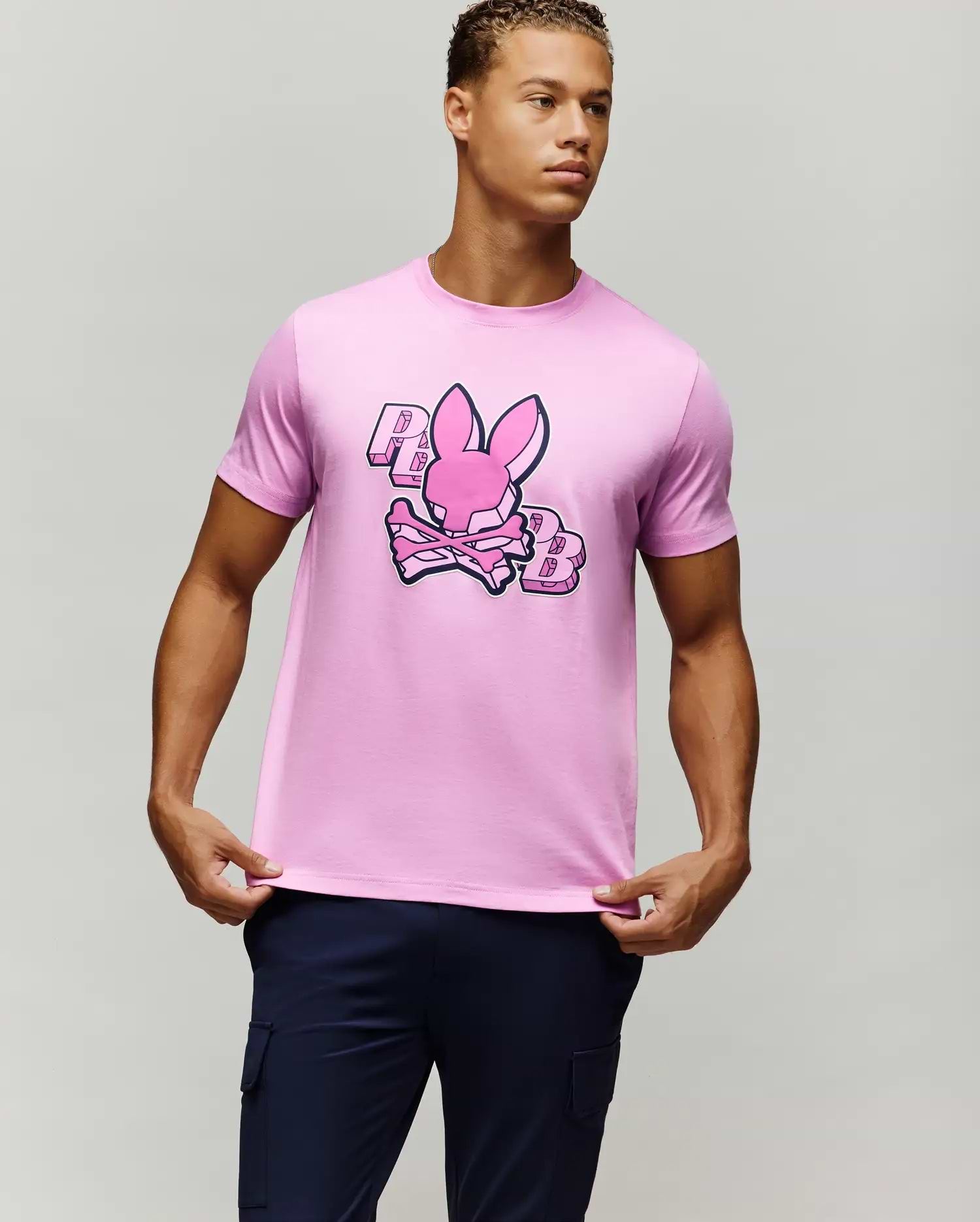 Men's Zal PB Graphic Tee in Pink | Psycho Bunny
