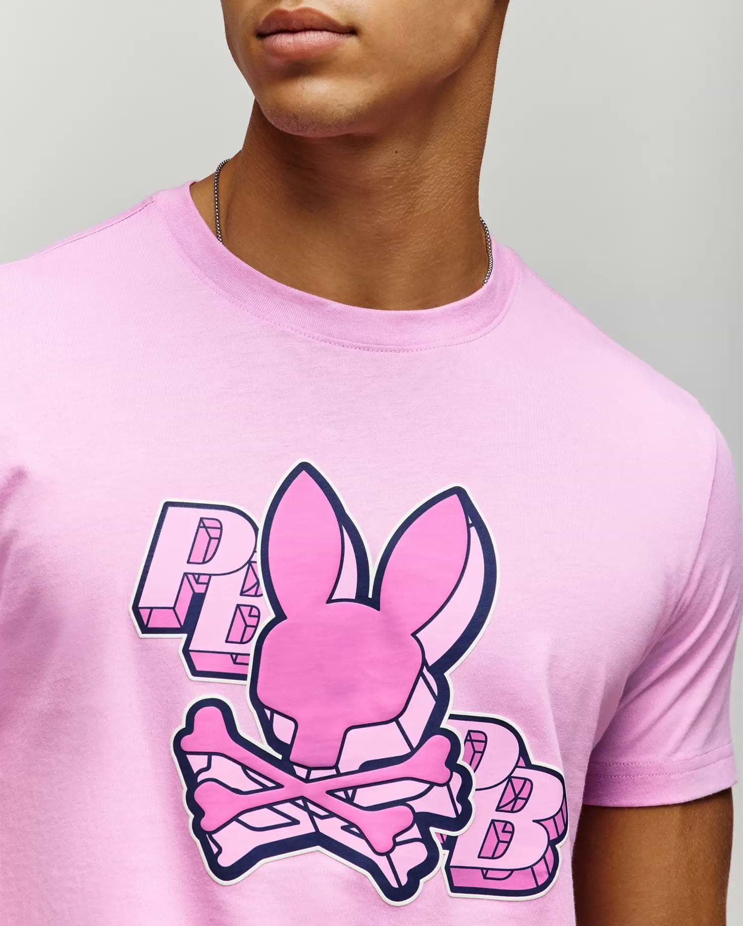 Psycho Bunny 　福井 Men's Zal PB Graphic Tee in Pink | Psycho Bunny